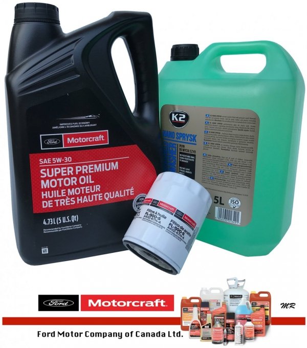 Oryginalny filtr oraz syntetyczny olej silnikowy Motorcraft 5W30 Ford Mustang 3,8 / 3,9 V6