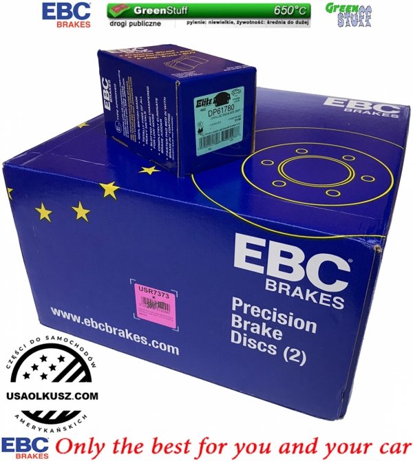 Tylne klocki GreenStuff + NACINANE tarcze hamulcowe EBC seria USR GMC Yukon 2007-2020