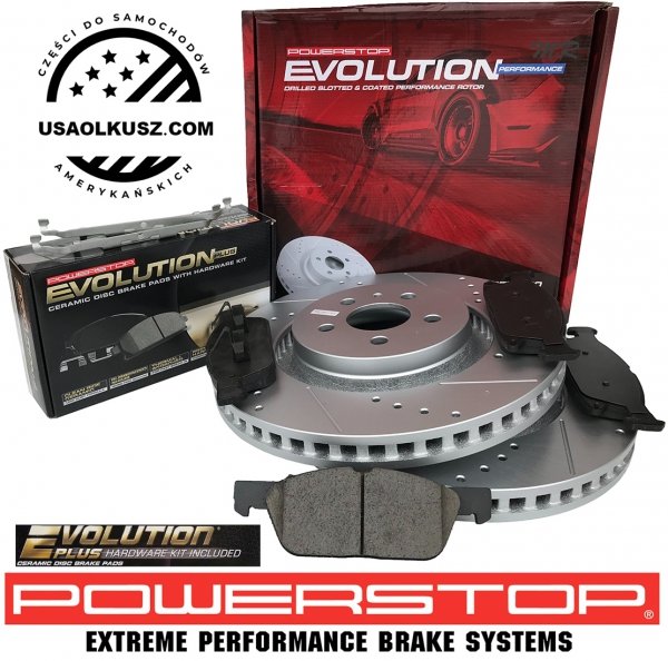 Przednie klocki Z17 + WIERCONE NACINANE tarcze hamulcowe 345mm POWERSTOP Lincoln Continental 2017-2020
