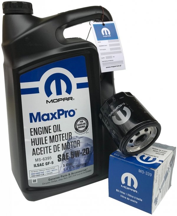 Olej MOPAR MaxPro 5W20 oraz filtr oleju silnika Dodge Charger