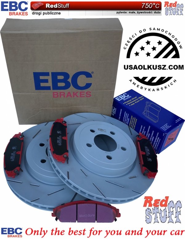 Przednie klocki REDSTUFF + tarcze hamulcowe 345mm EBC seria USR Chrysler 300C