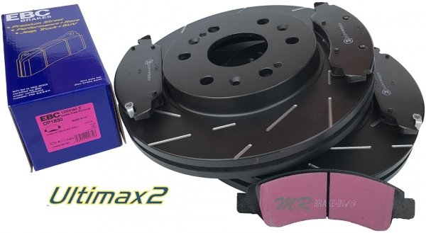 Przednie klocki Ultimax2 + NACINANE tarcze hamulcowe 330mm EBC seria USR Chevrolet Silverado 1500 2008-2019