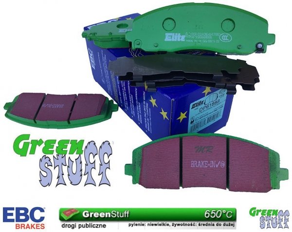 Przednie klocki GreenStuff + NACINANE tarcze hamulcowe 330mm EBC seria USR Dodge Caravan 2012-