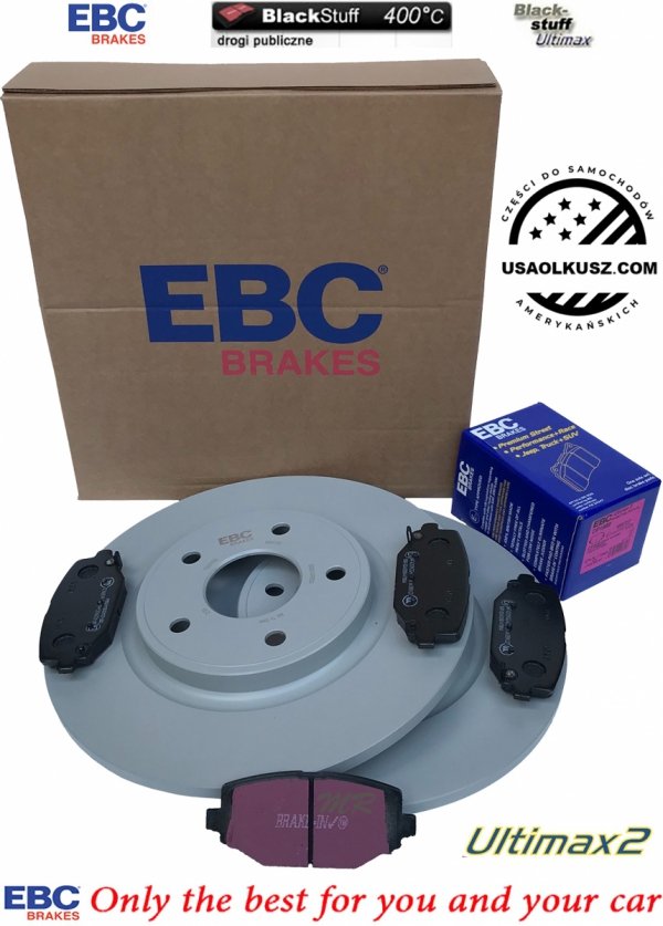 Tylne klocki Ultimax2 + tarcze hamulcowe 328mm EBC seria Premium Dodge Journey 2012-