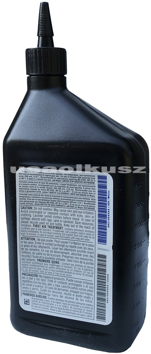 Oryginalny olej PTU 75W90 GL5 MOPAR MS-9763 Jeep Cherokee KL AWD 2014-