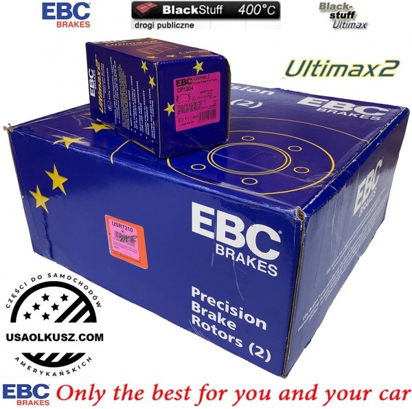 Tylne klocki Ultimax2 + NACINANE tarcze hamulcowe EBC seria USR GMC Yukon XL 2500 2000-2007