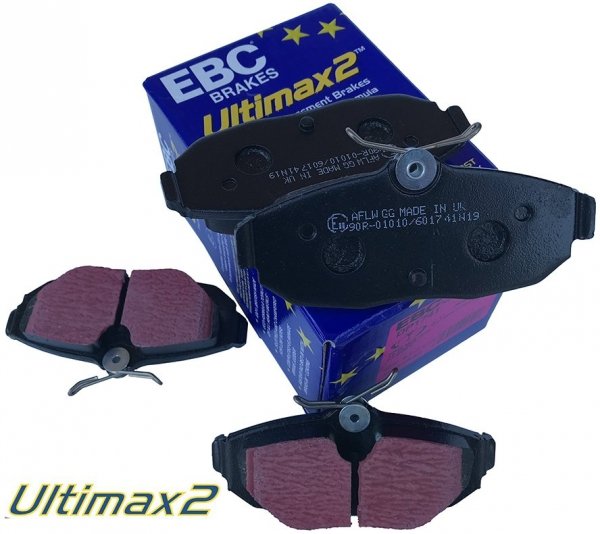 Tylne klocki Ultimax2 + NACINANE tarcze hamulcowe EBC seria USR Ford Mustang 2005-2014