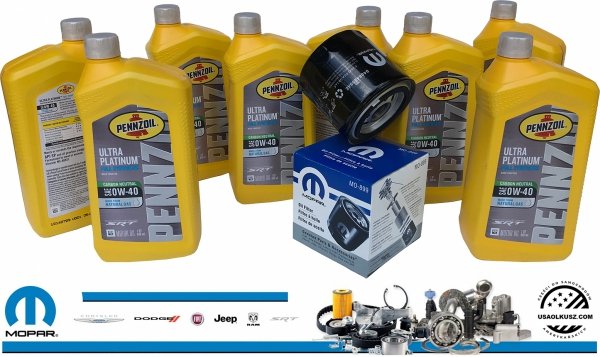 Olej Pennzoil 0W40 oraz oryginalny filtr MOPAR Jeep Wrangler JL Rubicon 392 6,4 V8