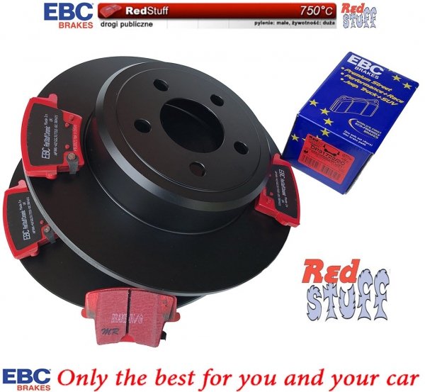 Tylne CERAMICZNE klocki RedStuff + NIE WENTYLOWANE tarcze hamulcowe EBC seria PREMIUM Lancia Thema 3,6 V6