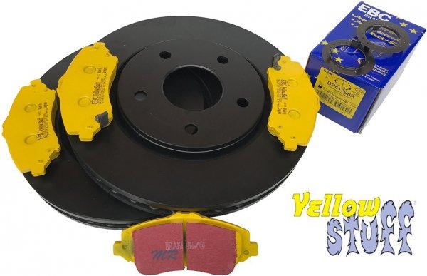 Przednie klocki YellowStuff + tarcze hamulcowe 302mm EBC seria Premium Dodge Journey -2012