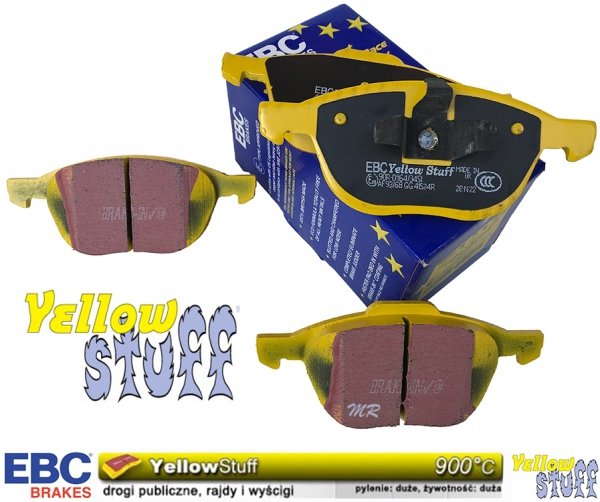 Przednie klocki YellowStuff + NACINANE tarcze hamulcowe 300mm EBC seria BSD Ford Escape FWD 2013-2019