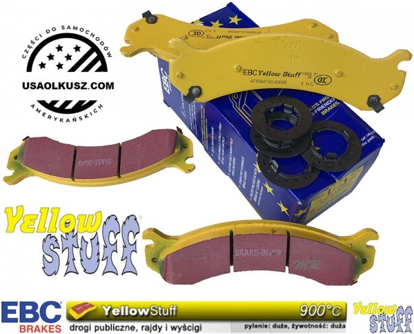 Przednie klocki YellowStuff + tarcze hamulcowe EBC seria PREMIUM GMC Yukon XL 2500 2000-2013