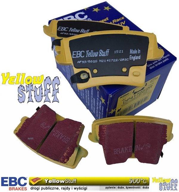 Tylne klocki YellowStuff + NACINANE NIE WENTYLOWANE tarcze hamulcowe EBC seria USR Dodge Charger RWD V6