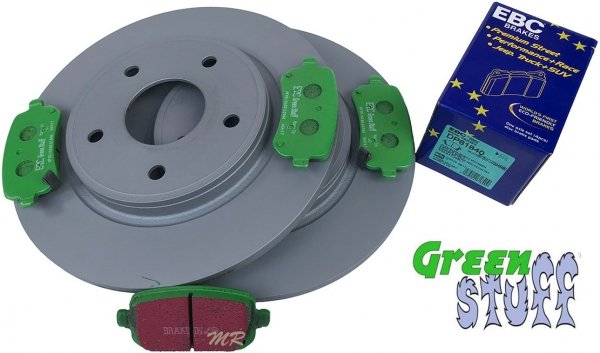 Tylne klocki GreenStuff + tarcze hamulcowe 305mm EBC seria PREMIUM Dodge Caravan 2008-