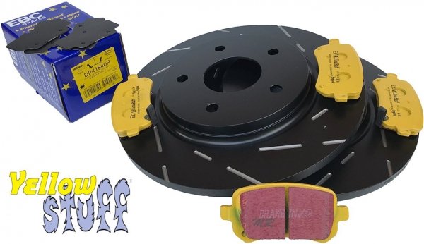 Tylne klocki YellowStuff + NACINANE tarcze hamulcowe 305mm EBC seria USR Lancia Voyager