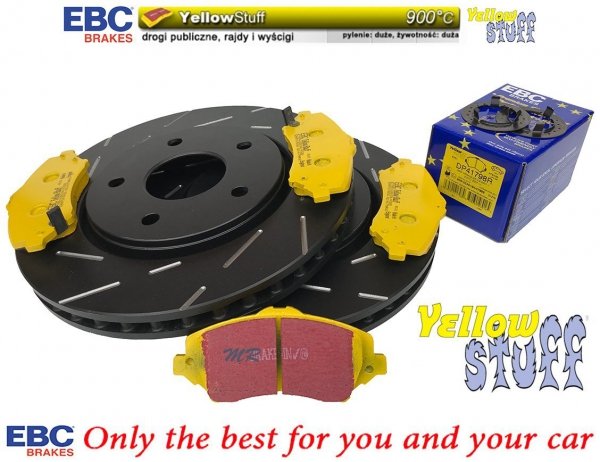 Przednie klocki YellowStuff + NACINANE tarcze hamulcowe 302mm EBC seria USR Volkswagen Routan -2012