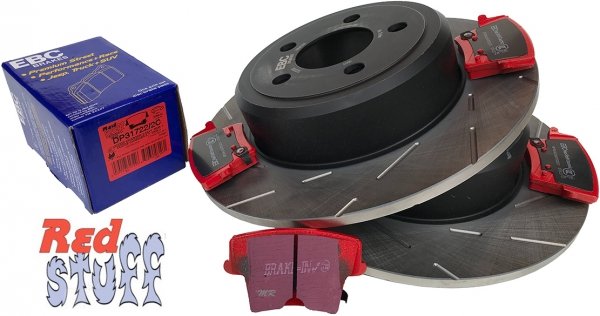 Tylne CERAMICZNE klocki RedStuff + NACINANE NIE WENTYLOWANE tarcze hamulcowe EBC seria USR Lancia Thema RWD 3,6 V6