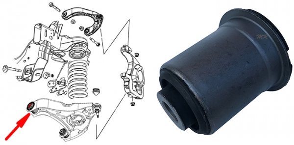 Tuleja przedniego dolnego wahacza przednia Dodge RAM 1500 4x4 2006-