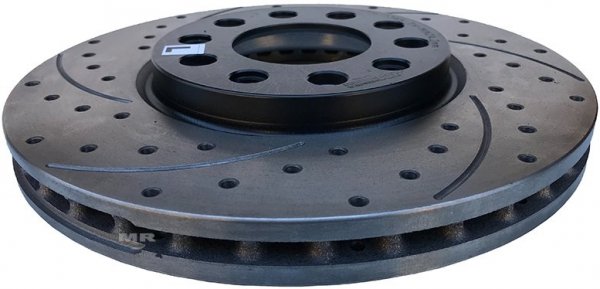 Przednia WIERCONA nacinana tarcza hamulcowa 281mm BLACK Fiat 500X