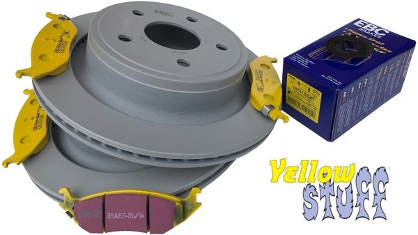 Tylne klocki YellowStuff + tarcze hamulcowe EBC PREMIUM Dodge RAM 1500 2003-