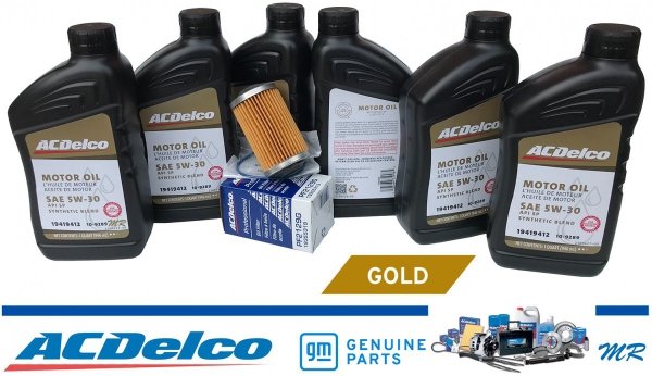 Filtr + olej silnikowy ACDelco Gold Synthetic Blend 5W30 API SP GF-6 Chevrolet Camaro 3,6 V6 -2015