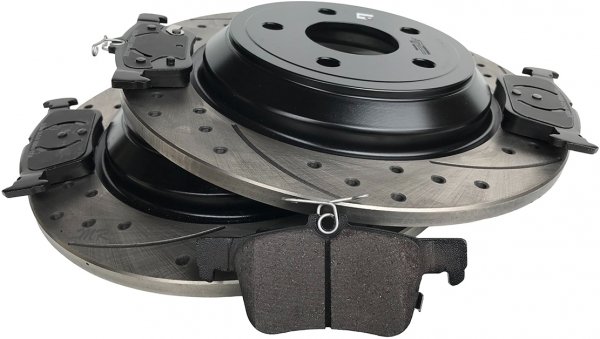 Tylne klocki + WIERCONE NACINANE tarcze hamulcowe 302mm BLACK Ford Bronco Sport 2021-
