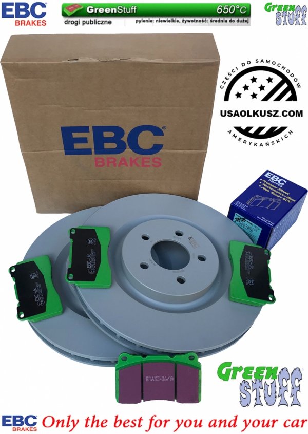 Przednie klocki GreenStuff + tarcze hamulcowe 355mm EBC seria PREMIUM Ford Mustang 2005-2014