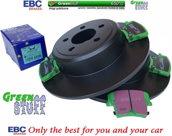 Tylne klocki GreenStuff + NIE WENTYLOWANE tarcze hamulcowe EBC seria PREMIUM Lancia Thema 3,6 V6