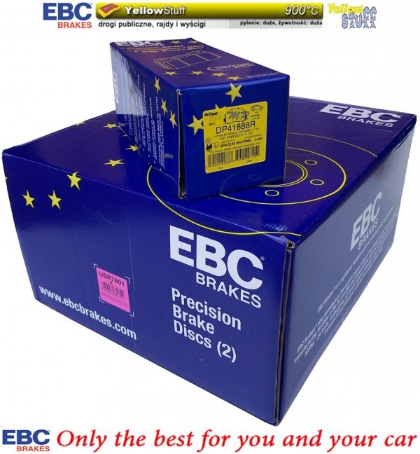 Przednie klocki YellowStuff + NACINANE tarcze hamulcowe 330mm EBC seria USR Chrysler Voyager Town Country 2012-