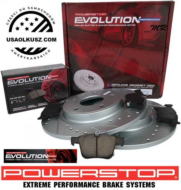 Tylne klocki Z23 + WIERCONE NACINANE tarcze hamulcowe POWERSTOP Chrysler Voyager 2020-