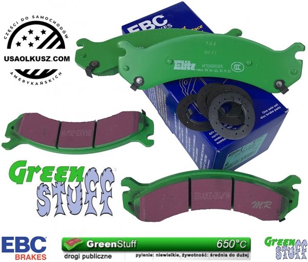 Przednie klocki GreenStuff + NAWIERCANE NACINANE tarcze hamulcowe EBC seria GD GMC Savana 2500 2003-2019