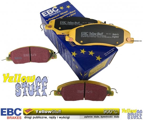 Przednie klocki YellowStuff + NACINANE tarcze hamulcowe 336mm EBC seria BSD Ford Mustang 2011-2014