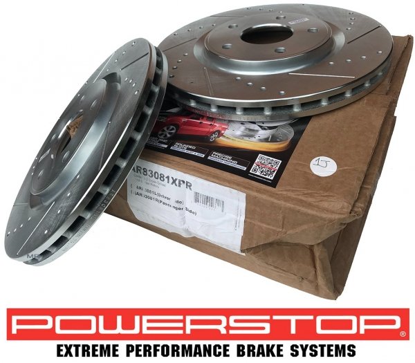 Przednie klocki + WIERCONE tarcze hamulcowe 330mm POWERSTOP Lancia Voyager 2012-
