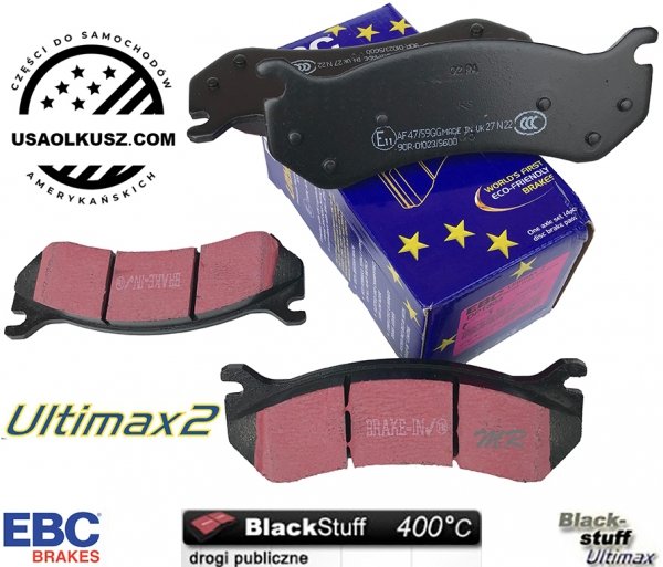 Tylne klocki Ultimax2 + tarcze hamulcowe EBC seria PREMIUM GMC Yukon XL 2500 2000-2007