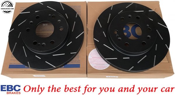 Przednie klocki YellowStuff + NACINANE tarcze hamulcowe 330mm EBC seria USR GMC Yukon 2009-2020