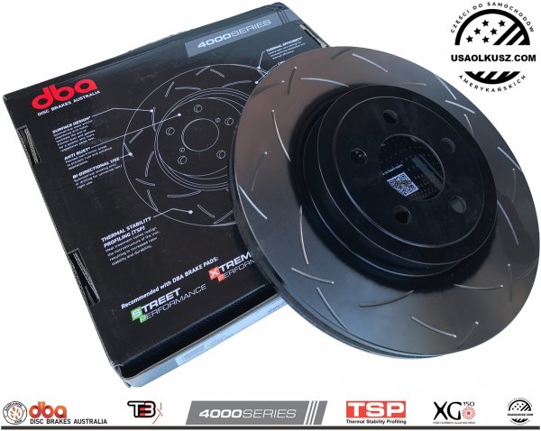 Przednie klocki STREET SERIES + nacinane T3 tarcze DBA seria 4000 345mm Chrysler 300C