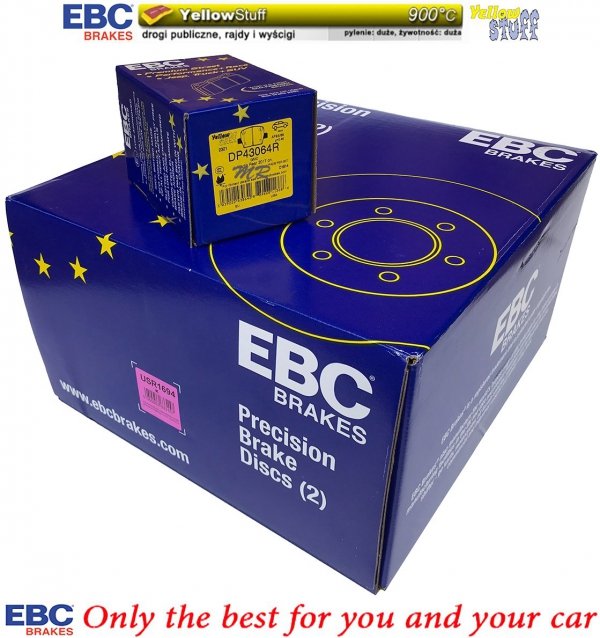 Tylne klocki YellowStuff + NACINANE tarcze hamulcowe 315mm EBC seria USR Chevrolet Camaro LT / LS 2016-