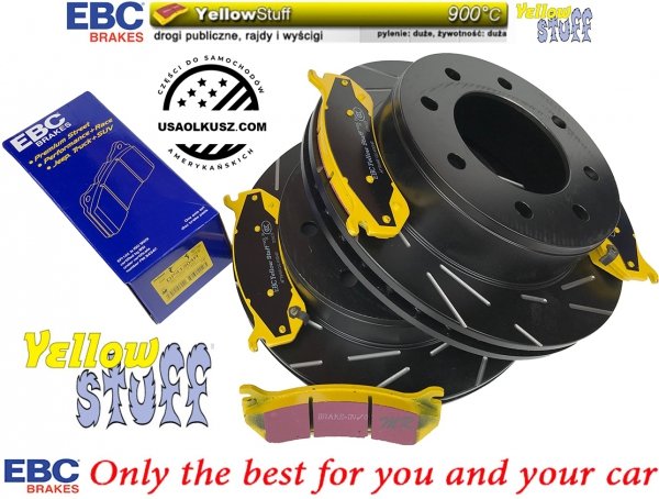 Tylne klocki YellowStuff + NACINANE tarcze hamulcowe EBC seria USR Chevrolet Avalanche 2500 2002-2003