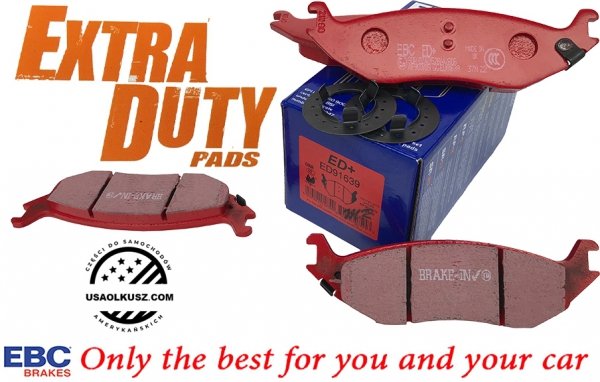 Tylne klocki EXTRA DUTY ED+ + nacinane tarcze hamulcowe EBC seria USR Dodge RAM 1500 2003-