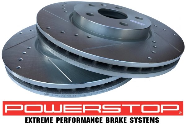 Przednie klocki Z26 + WIERCONE NACINANE tarcze hamulcowe POWERSTOP Chevrolet Corvette C8 2020- exc. Z51