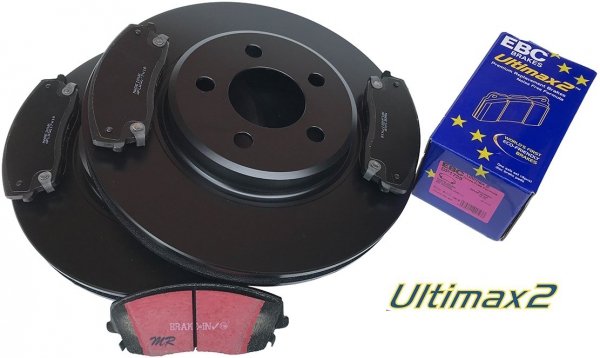 Przednie klocki Ultimax2 + tarcze hamulcowe 320mm EBC seria PREMIUM Dodge Challenger RWD V6