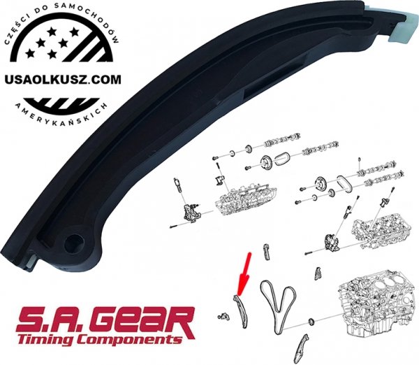Prowadnica prawa dolna napinacza głównego łańcucha rozrządu silnika Ford F-150 F150  V6 Naturally Aspirated 2011-