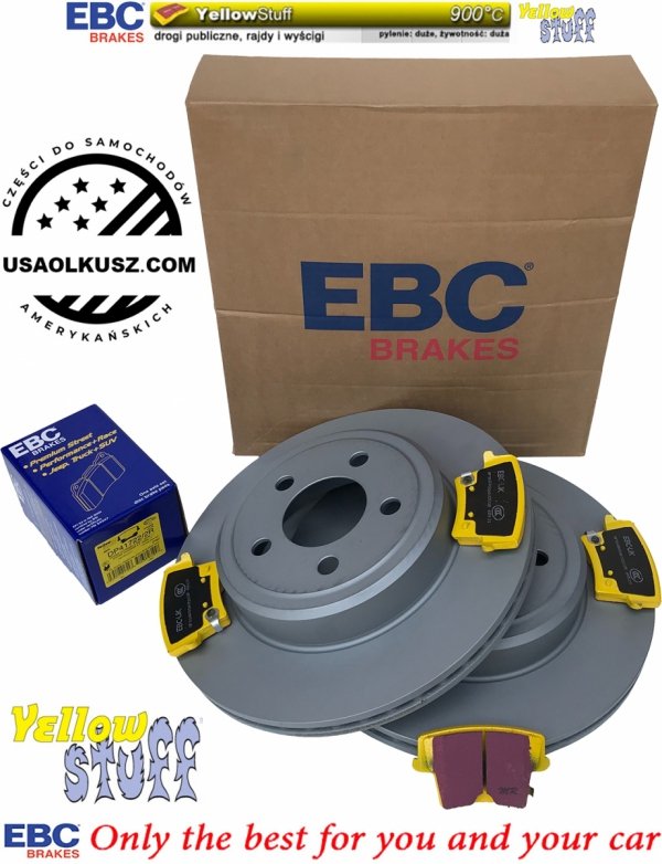 Tylne klocki YellowStuff + WENTYLOWANE tarcze hamulcowe EBC seria PREMIUM Chrysler 300C