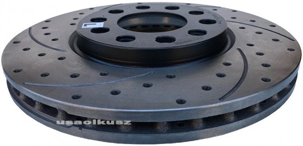 Przednia WIERCONA nacinana tarcza hamulcowa 281mm BLACK Fiat 500X