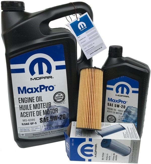 Olej MOPAR MaxPro 5W20 oraz oryginalny filtr Dodge Caravan 3,6 V6 -2013
