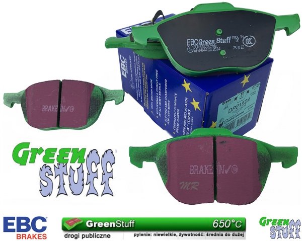 Przednie klocki GreenStuff + NACINANE tarcze hamulcowe 300mm EBC seria BSD Ford Kuga FWD 2013-2019