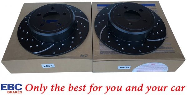 Tylne CERAMICZNE klocki RedStuff + WIERCONE NACINANE tarcze hamulcowe EBC seria GD Lancia Thema