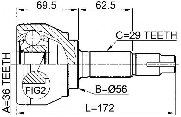 Zewnętrzny przedni przegub napędowy Infiniti I30 I35 1999-2004 39100-CA000