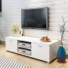 Szafka pod TV, wysoki połysk, biała, 140x40,5x35 cm