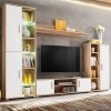 Meblościanka pod TV z oświetleniem LED, dąb sonoma i biały
